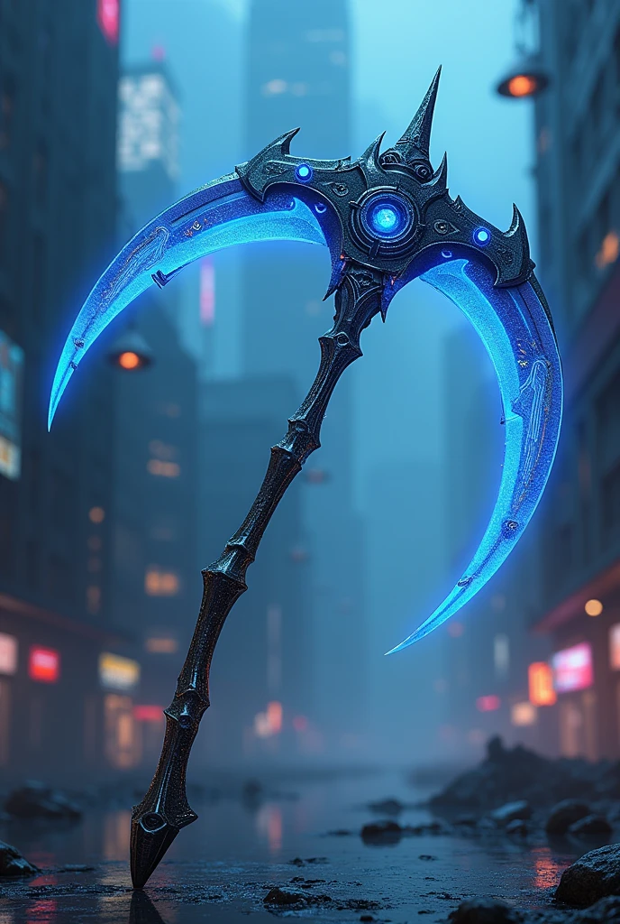 a blue Sychte half cyberpunk