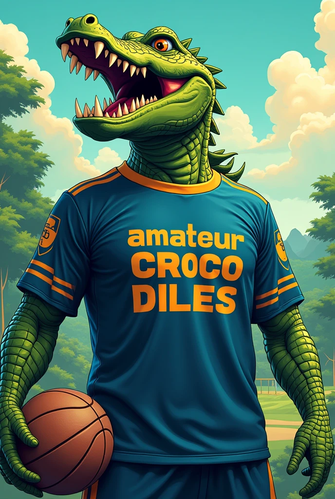 Team shirt, with name written " amateur crocodiles"