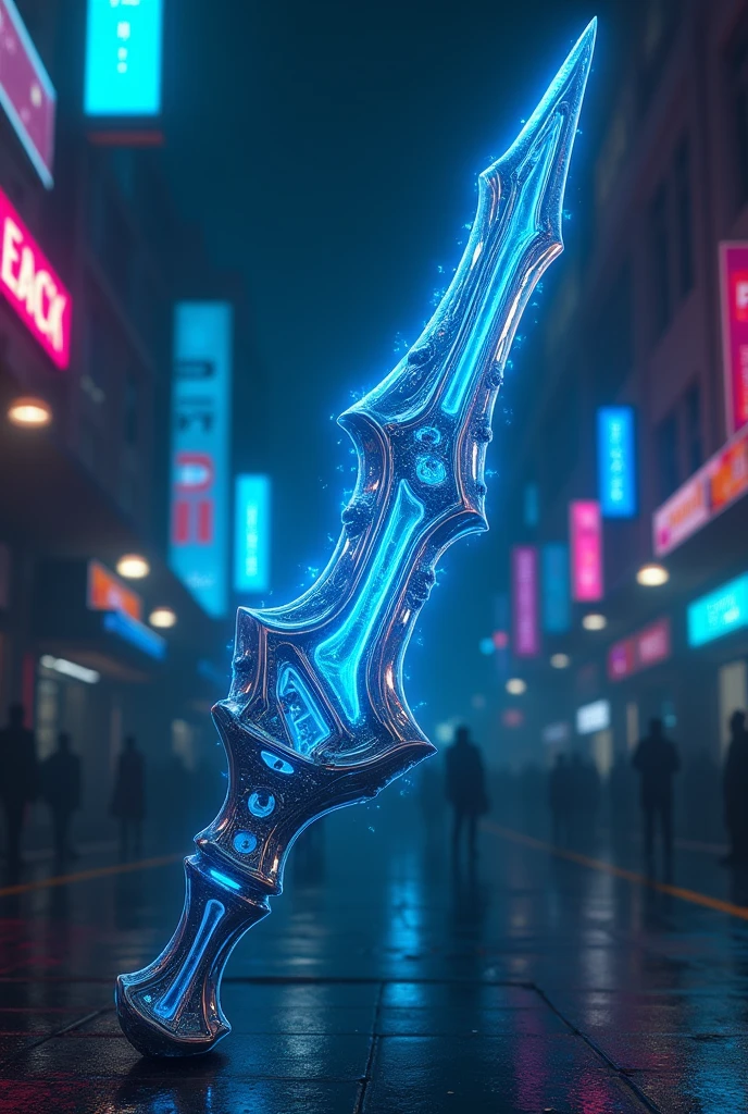 a blue Sychte half cyberpunk with cool effects