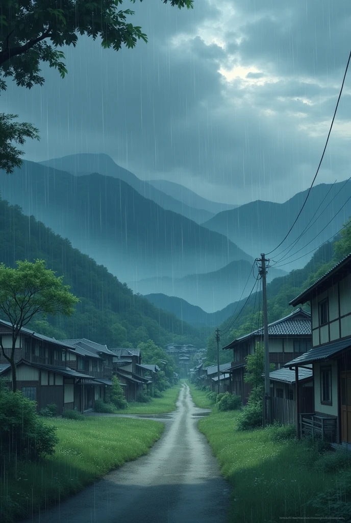 Dark weather
Beautiful anime village with slow rain and slow wind with beautiful House