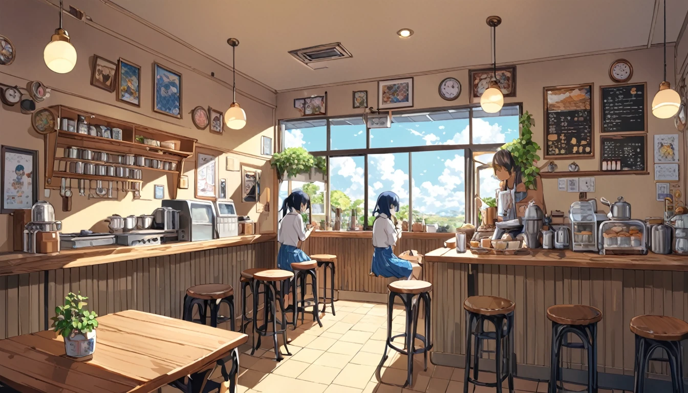 (((Appleside Cafe))), ((anime:1.4,figure)),(masterpiece, Highest quality, Highest quality),(Very detailed, The absolute solution),((16K, High resolution)). break {Lofi Art, Laurie Griesley's style, Makoto Shinkai's Style, anime aesthetic}