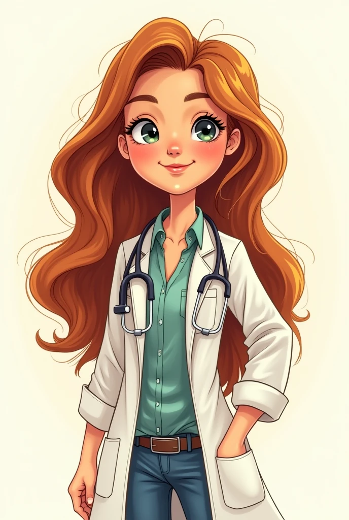 A nutritionist,long hair,cartoon character , 30years