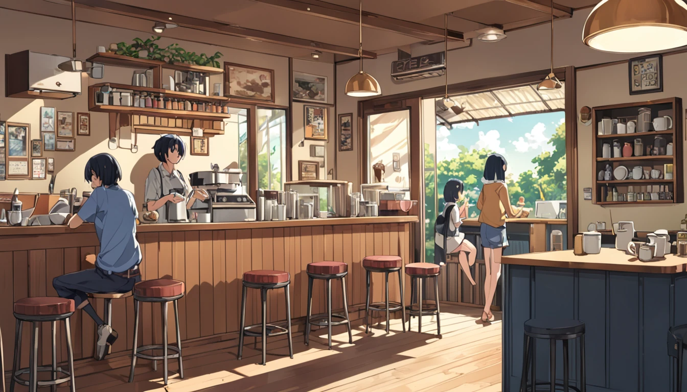 (((Appleside Cafe))), ((anime:1.4,figure)),(masterpiece, Highest quality, Highest quality),(Very detailed, The absolute solution),((16K, High resolution)). break {Nobody is here, Lofi Art, Laurie Griesley's style, Makoto Shinkai's Style, anime aesthetic}