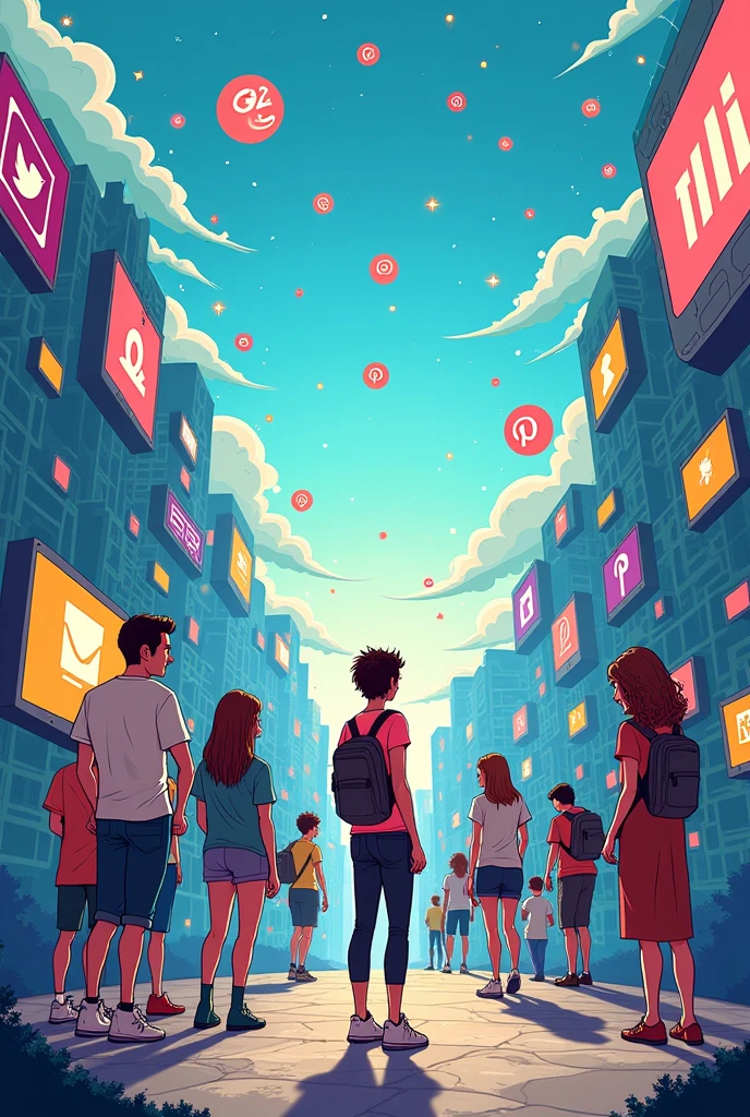 make a cartoon analysis about of social media