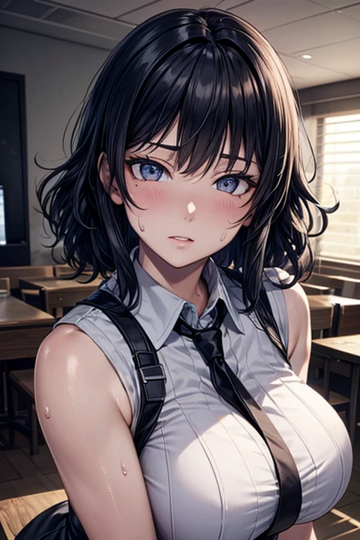 masterpiece, Highest quality, (Unreal Engine), reality, Super Resolution,  Very detailed, Complex, colorful, Clear images, Sharp focus, Digital Blending, 

Beautiful woman, Hyuuga Hinata, Big Breasts, Perfect Eyes, Beautiful Eyes, Perfect Face, Ultra detailed hair, Ultra detailed face, Very detailed lips, Vivid expression, Healthy Body, Beautifully detailed sweat glands, Smooth skin texture, Beautiful Skin, Carefully drawn,

((humidity:1.2), Sticky with sweat),  (Wear a tight business suit,Bold sexy pose), 

indoor, Working in the city, (Shot on Sony α9, Dynamic Angle), 

