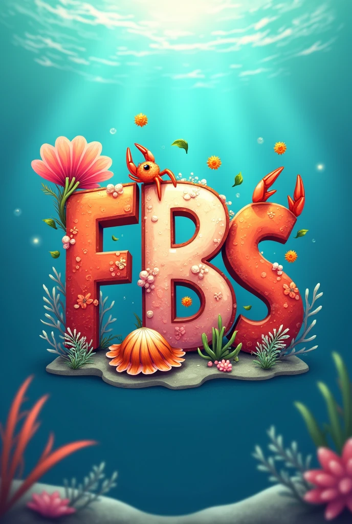 creer un logo avec les lettres fbs en les transformant en fruits de mer