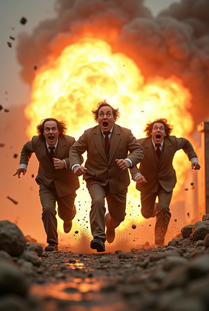 The Three Stooges ran from a real photo explosion