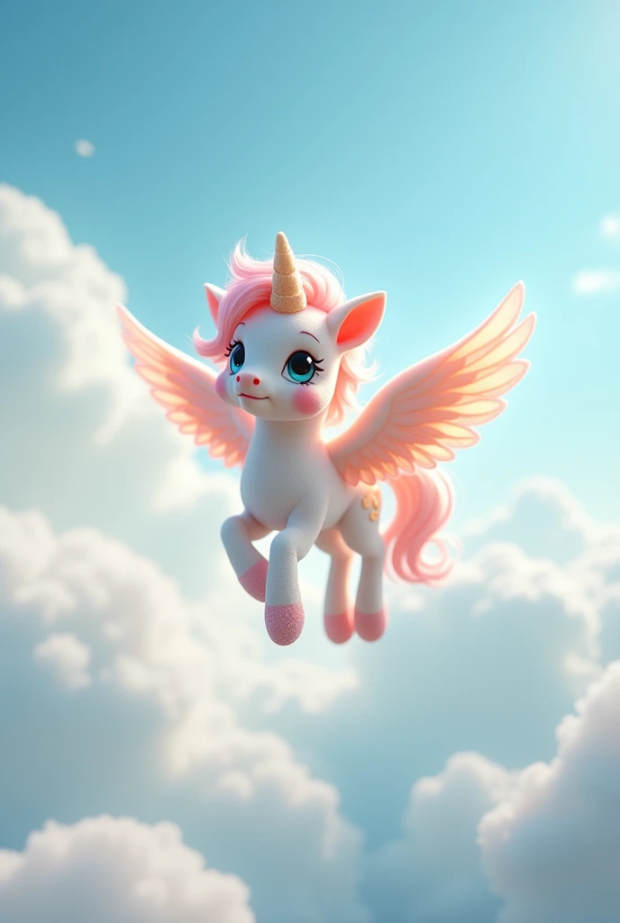 Cute pony with wings in the sky