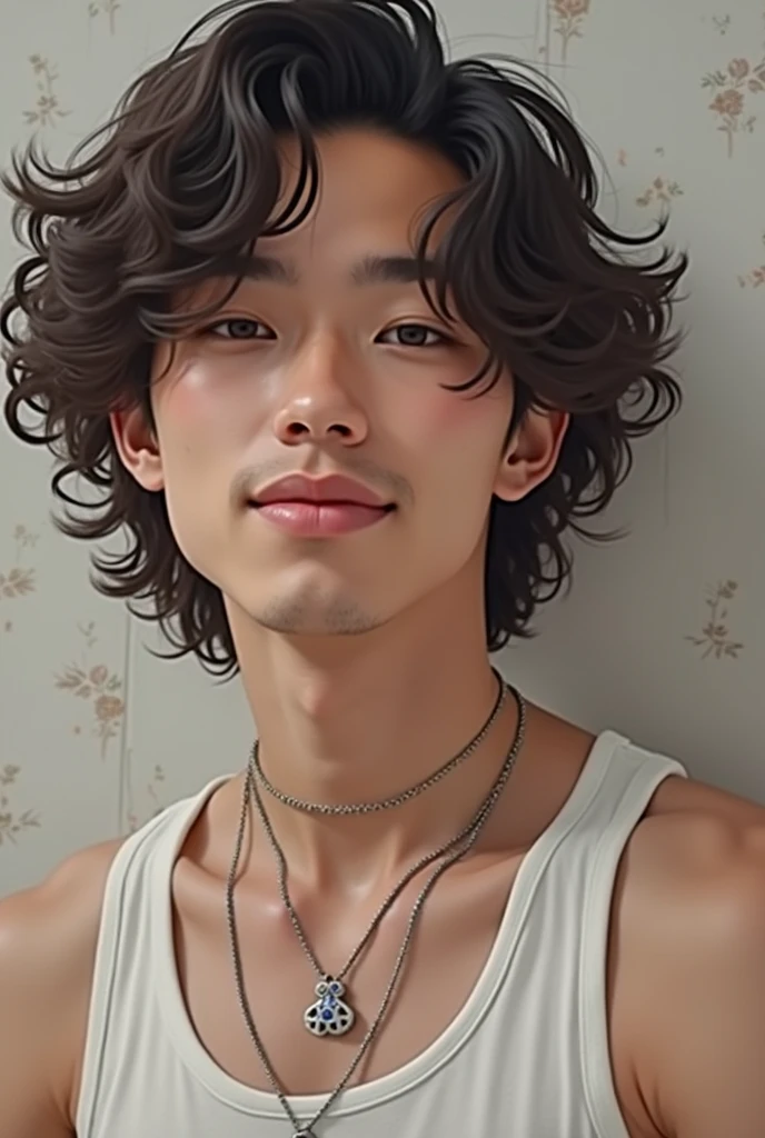 rosto de curly man, curly man, Jungkook cacheado, Asian man with curly hair