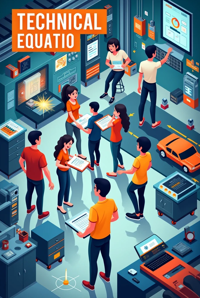Poster drawing about techvoc (electronics, automotive repair, culinary arts, welding, information technology, healthcare, and more)