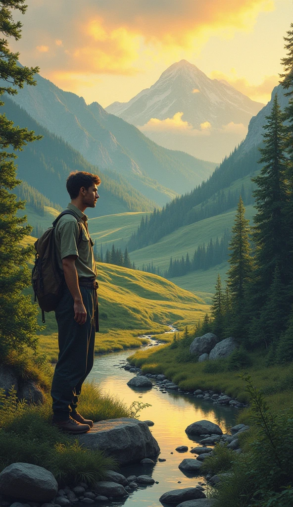 Man observing a landscape