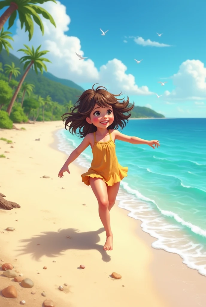 a nide girl playing in beach
