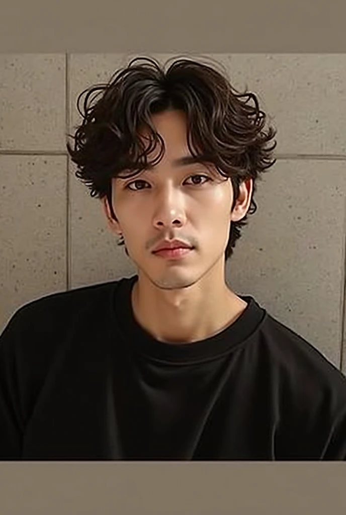 curly man, brown curly hair, brown hair asian man