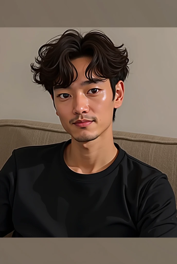 curly man, brown curly hair, brown hair asian man 