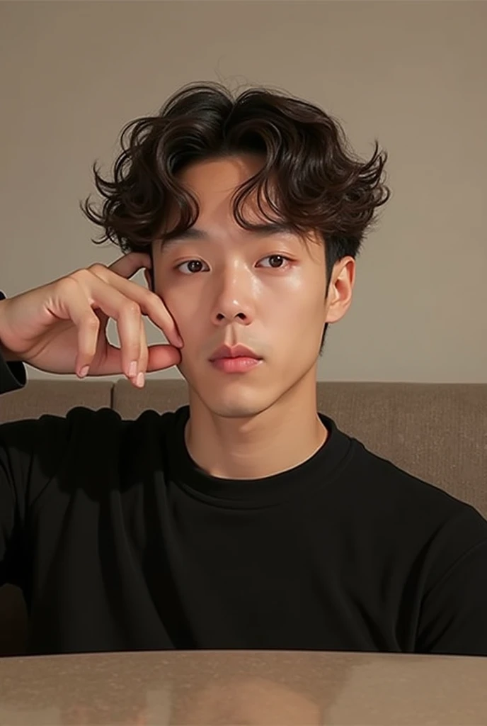 curly man, brown curly hair, brown hair asian man
