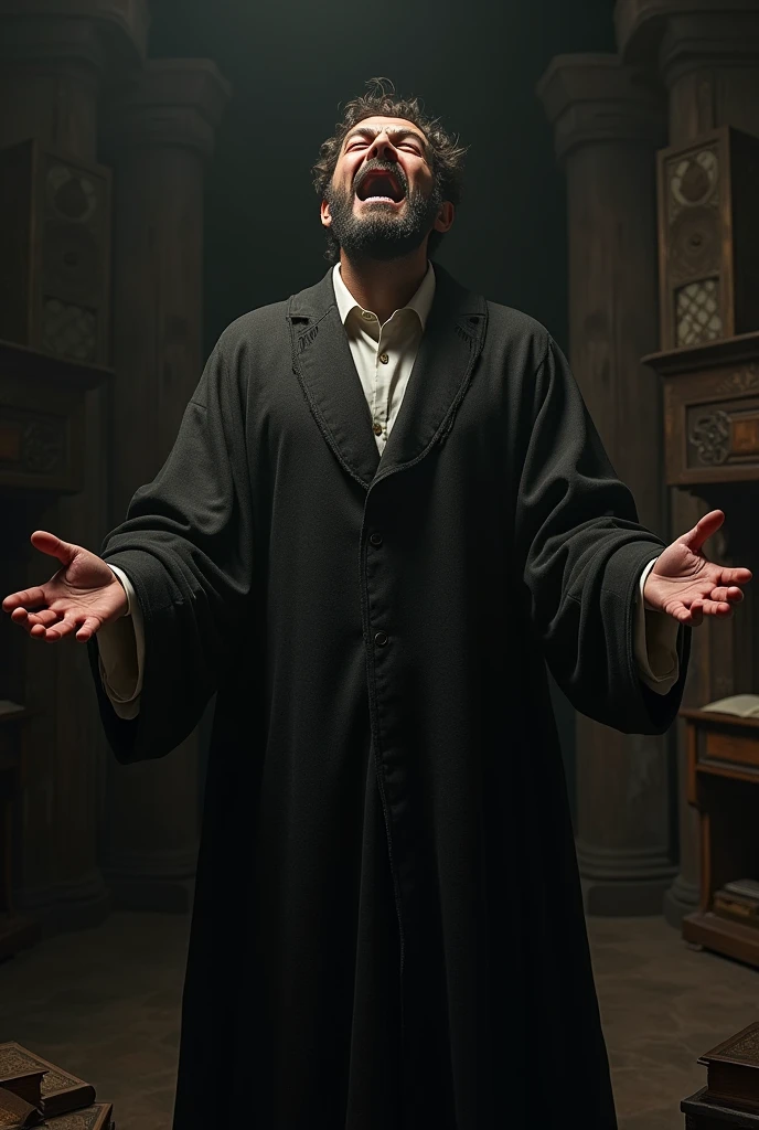 Rabbi praying in horror, 18th century