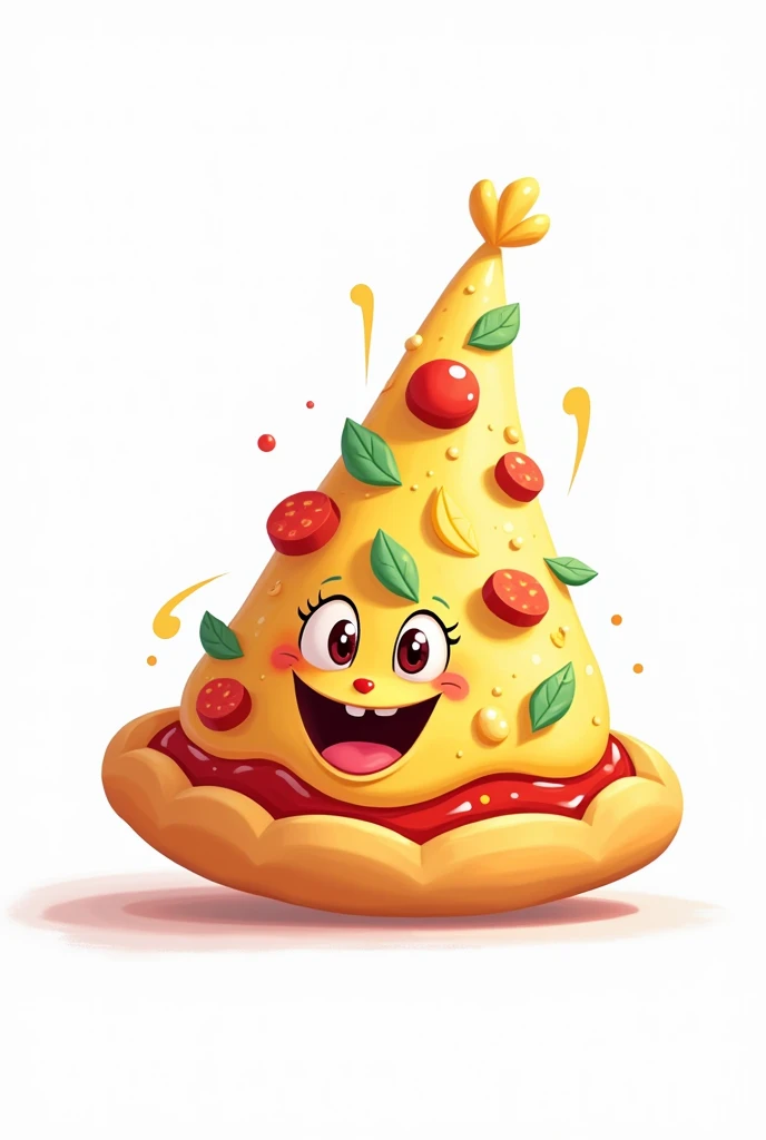 Cartoon pizza on white background