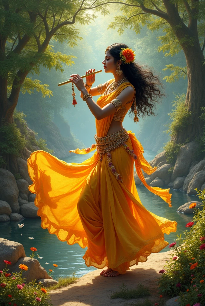 वृंदावन की बांसुरी की धुन पर राधा का नृत्य