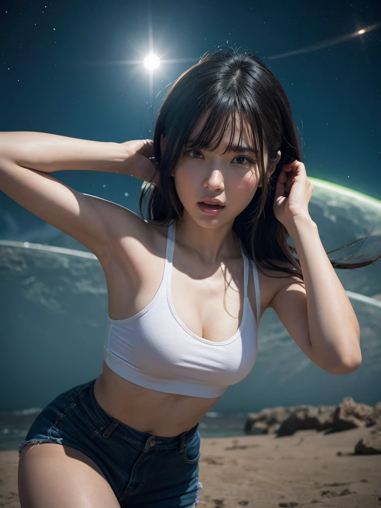 Woman being attacked by aliens