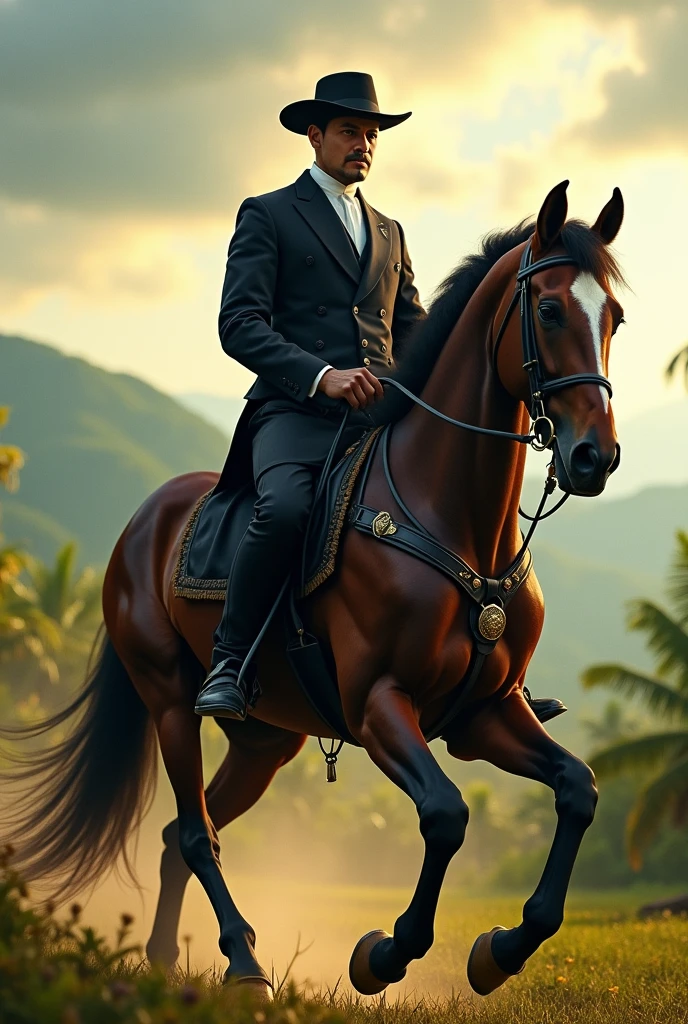 
Jose Rizal riding in horse