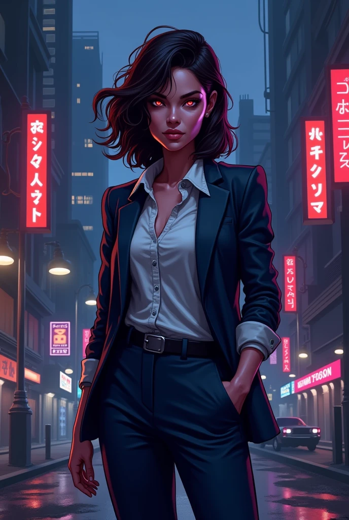 charector woman detactive model  style ps1 pixel