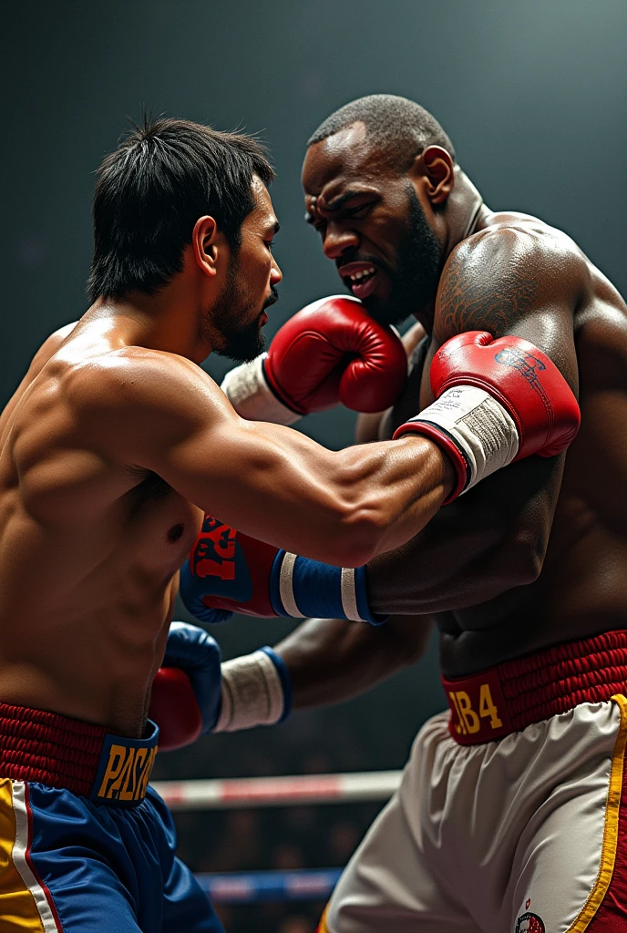 Manny pacquiao punching lebron james in bloody face
