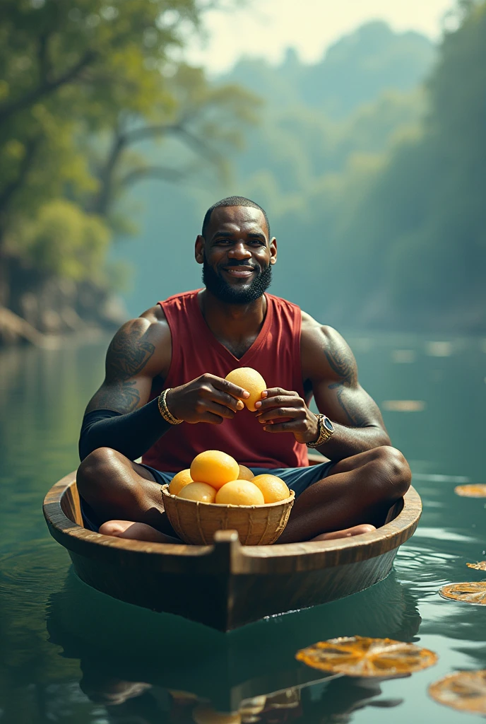 Lebron james eating balut in the boat