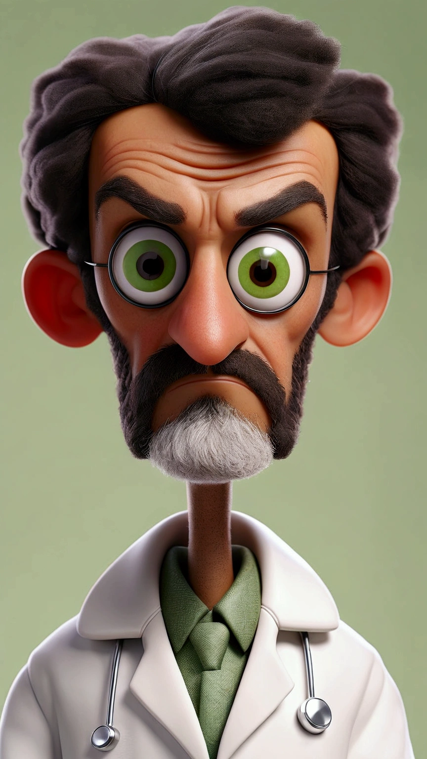 Man in medical coat, 30years, brazileiro, offwhite, Green Eye