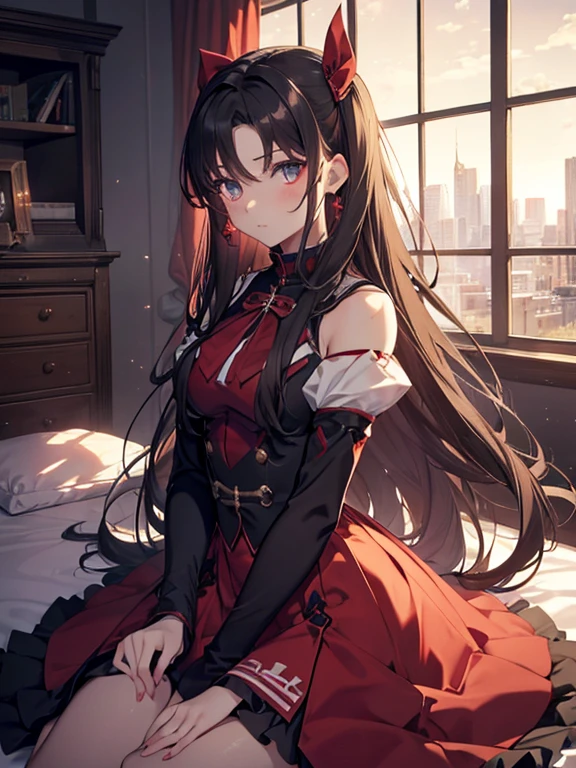 Surreal Scene:1.5, cute, Beauty, Tohsaka Rin, (masterpiece), highest quality, 1girl, uhd, retina, masterpiece, ccurate, anatomically correct, textured skin, super detail, high details, high quality, best quality, highres, 4K