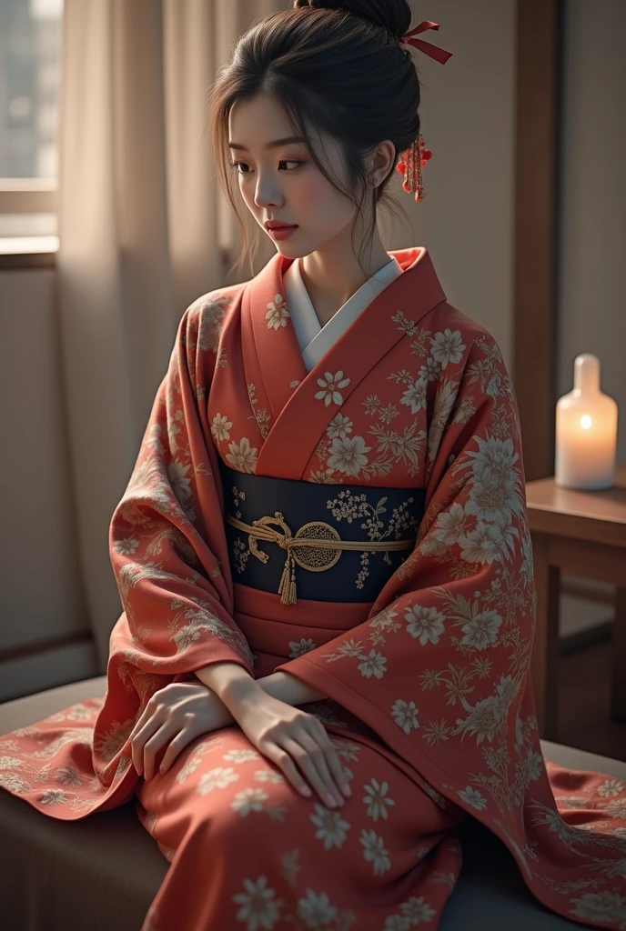 （kimono）、masterpiece、beautiful pregnant girl、big pregnant belly, 40 weeks pregnant, huge breasts, beautiful and delicate eyes、best quality, Super high resolution, (reality: 1.4), Cinema Lighting、(japanese girls)、So beautiful、beautiful skin、(Looking at the audience)、(초reality적인)、(high resolution)、(8k)、(very detailed)、(beautiful details)、(very detailed)、 (wallpaper)、detailed face、bright lights、professional lighting、laugh, whole body.
