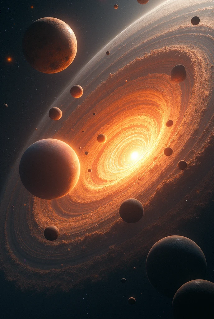 All the planets forming a hurricane close to exploding