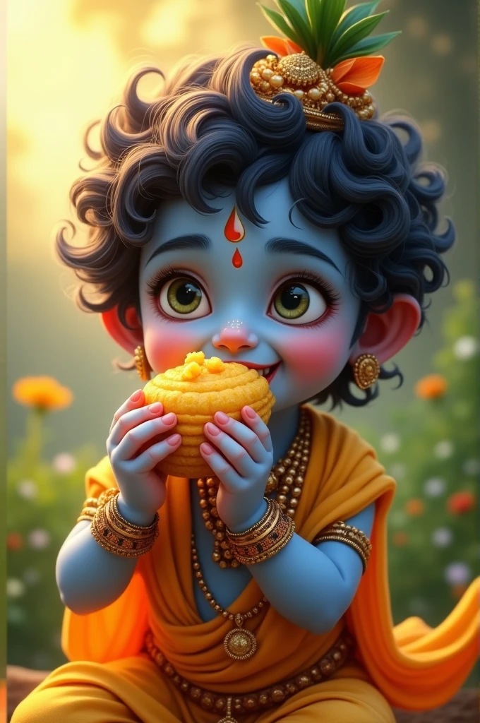 Krishna ji God eating Makhan and cute smile