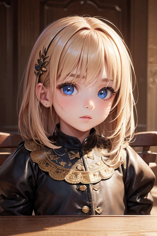 (masterpiece:1.3), (a high resolution), (8 K), (extremely detailed), (4K), (perfect face, Beautiful eyes and face, (Best quality), (super detailed), detailed face and eyes, loose straw colored hair, textured leather, child&#39;s face ((1 young girl :1,6)), no leather accessories only lace ((in an unbuttoned corset with a pale pink bodice and above-the-knee panties with frills and lace from the century before last,1850s:1,8)), depraved and lustful, smiles seductively, mouth slightly open, posing with legs spread while sitting on the couch, boudoir brothel