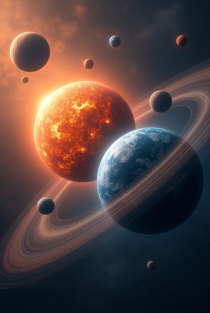 Two solar systems with different planets