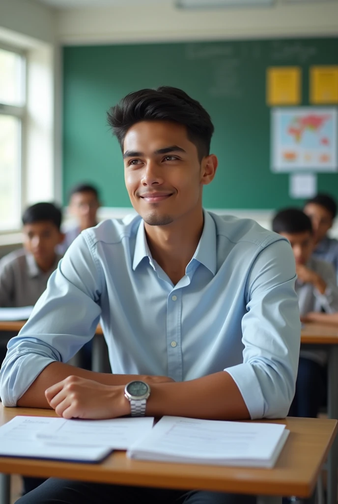 Malaysia malay handsome 21 years teacher
He is sit on a clasroom
