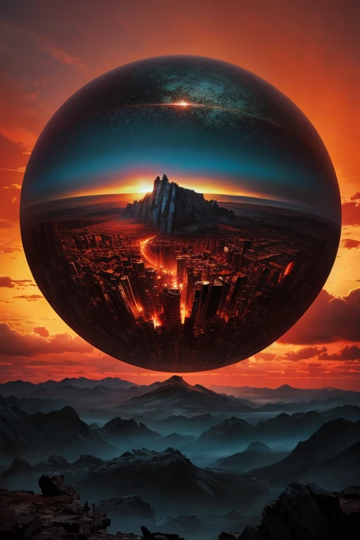 Highest quality、masterpiece、Desolate Earth、wreckage、Red Sky、Surrealism
