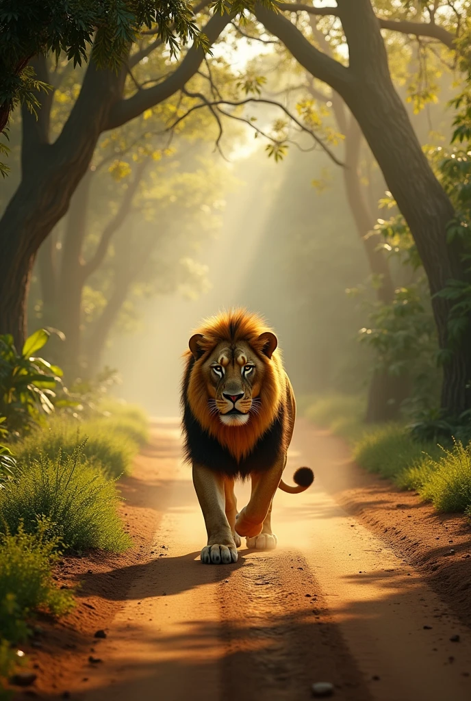Lion in Indian road