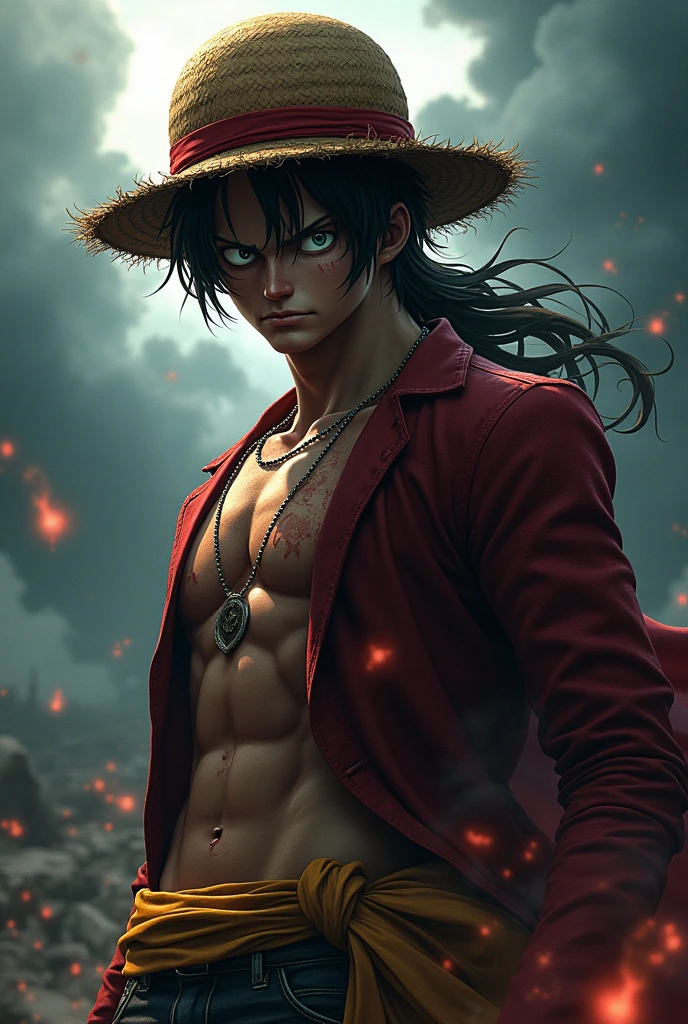 Luffy dark version, aura , strong 