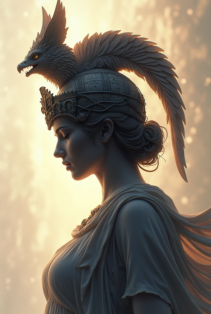 Athena ancient Greece Goddess, Greek Hermes Helmet, silhouette,
highly detailed linework by Carne Griffiths, imbued with
Wadim Kashim's bold texture, light and airy as Carl Larsson's
compositions, featuring Pascal Blanche-style hyper-realistic
characters, pastel, elegance, dramatic lighting,
expressive camera angle, matte, concept art