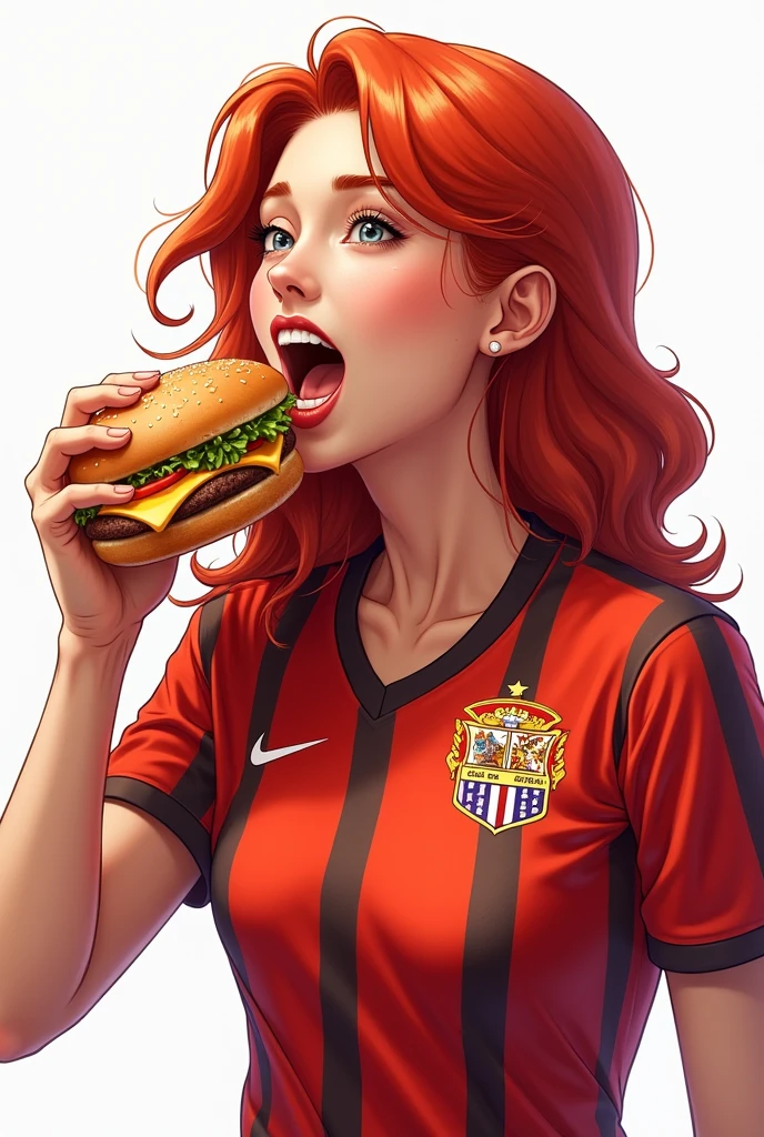 chef-d'work : 1,2, beste-Qualit), Realstic, (real picture, intricate high detail, profondeur de champ), (1fille, solo), succube, demon horns, maquillage, half-open lips, highly detailed, visage parfait, (Huge-breasts : 1,4), (skindentation ), thick thighs, hanches larges, petite taille, large shiny coral lips, scarlet red hair, golden yellow eyes, queue de cheval, (Une fille jouant au volley-ball, uniforme de volley-ball blanc), (transpiration : 1,2), (humide), sexy, rougissant,