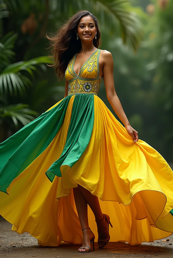 brazilian dress vibes green yellow