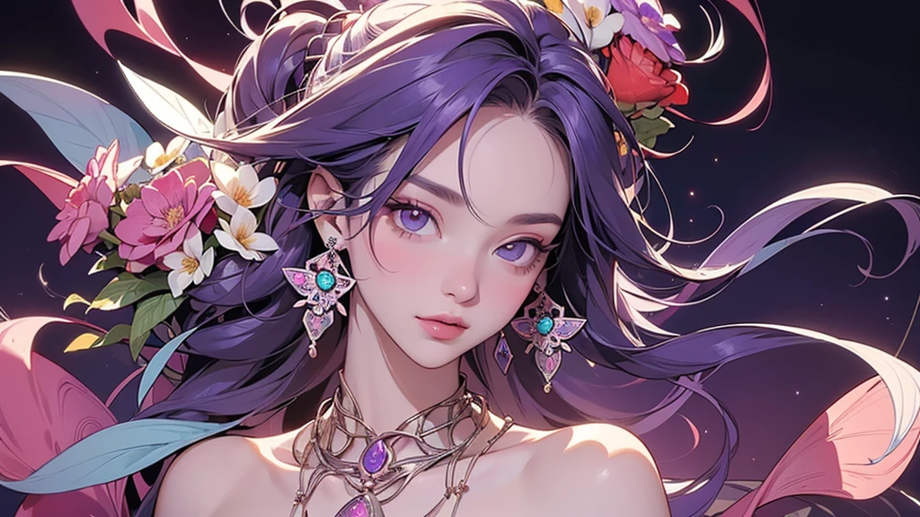 (erotic, seductive, lustful), (masterpiece, best quality), (intricate details), ultra detailed, beautiful and aesthetic, (photo), (1girl), cassiopeia, fellatio, lipstick, medium breast, ecstatic eyes, blushing, highly detailed, solo, nsfw, league of legends, monster girl, lamia, spirit blossom, purple hair, kimono, split tongue