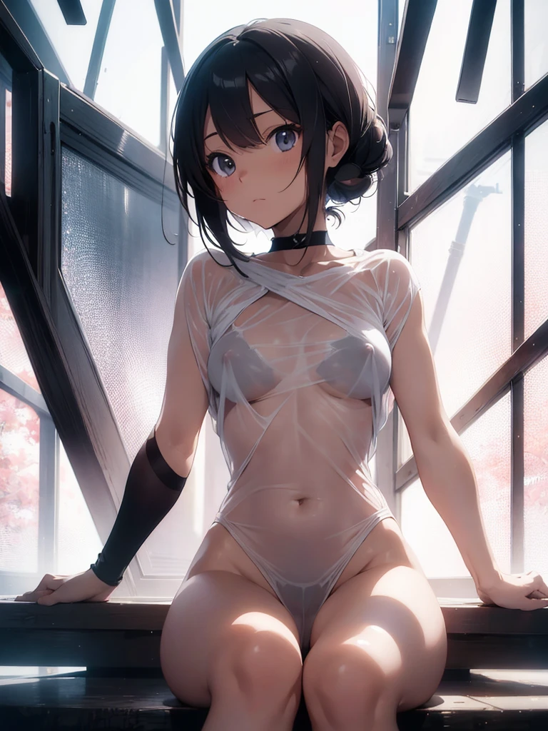 (((Naked girl sitting on the floor))), (High resolution:1.3), (16k, Realistic, RAW Photos, Best image quality: 1.4), Japanese, (One Girl), Beautiful Face, (A vivid face), (Black-haired、short hair:1.3、bangs:1.2), Beautiful Hairstyles, Realistic eyes, Beautiful and detailed, (Realistic Skin), Beautiful skins, charm, 超A high resolution, Surreal, High detail, Golden Ratio, Highly detailed cute girl,(20-year-old), (Crying face:1.1)