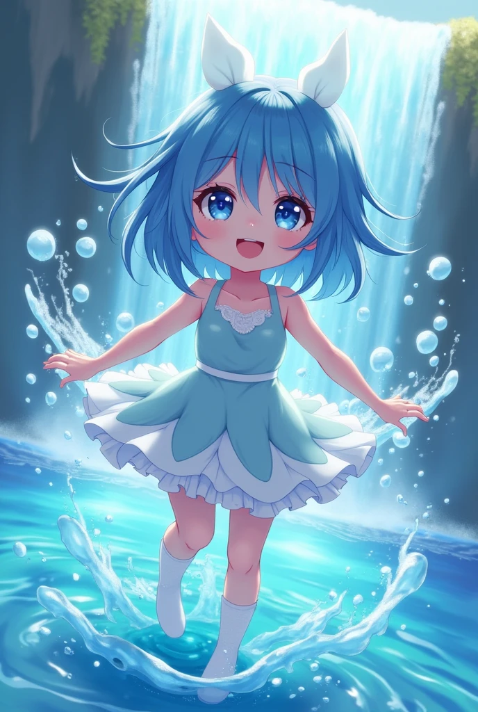 Cute anime girl with power of water
