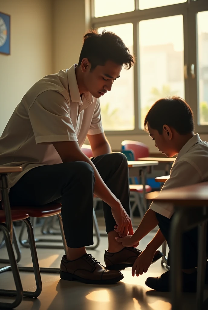 Malaysia malay handsome 21 years teacher
His student take off the teacher shoes