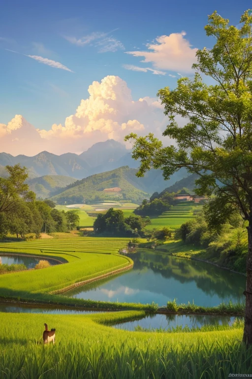 Highest quality、Landscape painting、Rural Scenery、Ear of rice