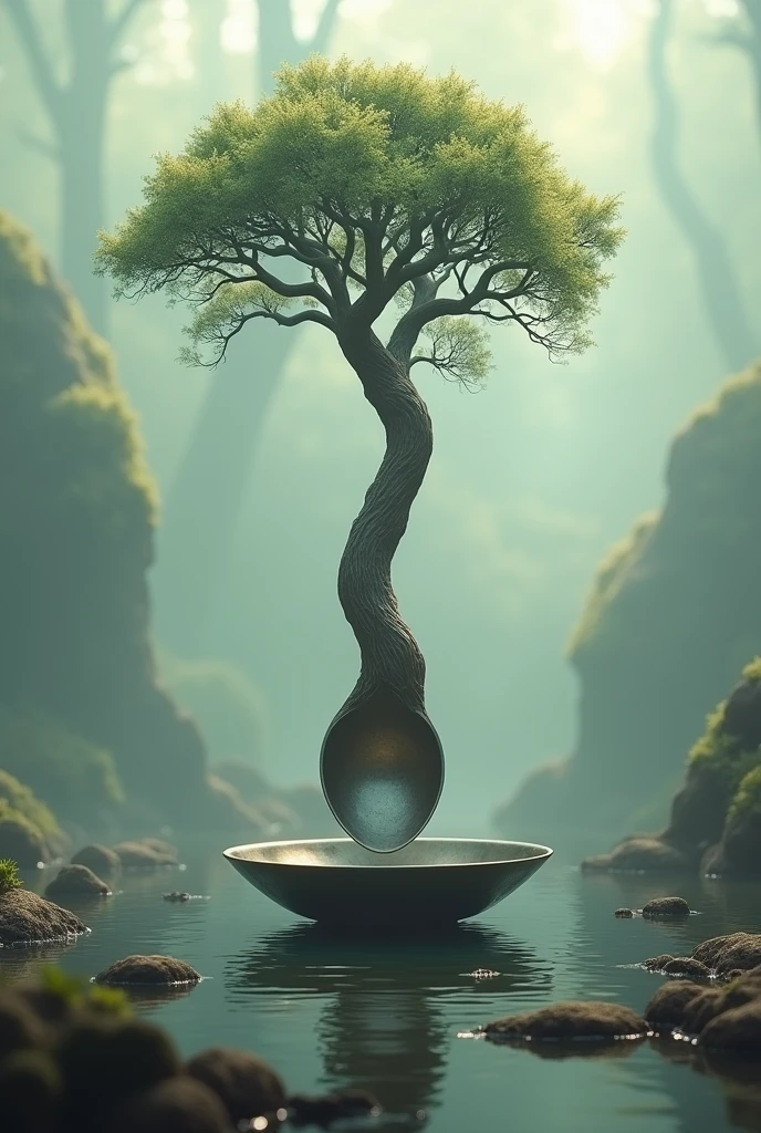 A spoon and tree emerged 