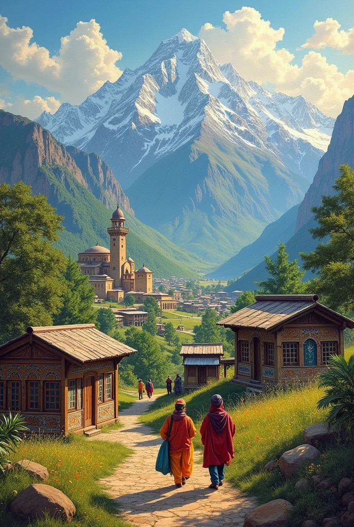 Painting on the theme of beautiful pakistan