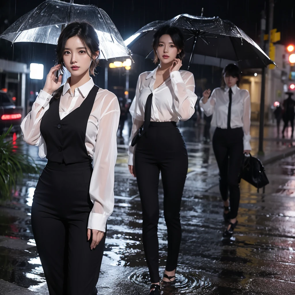 exy pose、Hair getting wet in the rain、Mr.々Hair style、Short Hair、Transparent shirt、Beautiful woman getting wet in the rain、typhoon、Get wet without an umbrella、Beautiful woman in the rain、雨で濡れたBeautyOL、Detailed face、Realistic、beautiful girl、Beauty、Office Lady Uniform、beauty、Beautiful woman、Narrow waist、Handsome woman、Tight pants look、Colorful suit、Sexy pose、Tight suit pants、Suit wet in the rain、Wet shirt、See-through shirt、