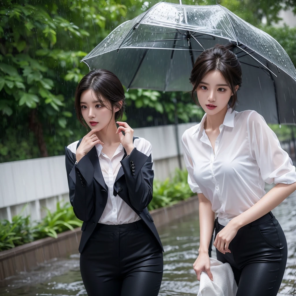exy pose、Hair getting wet in the rain、Mr.々Hair style、Short Hair、Transparent shirt、Beautiful woman getting wet in the rain、typhoon、Get wet without an umbrella、Beautiful woman in the rain、雨で濡れたBeautyOL、Detailed face、Realistic、beautiful girl、Beauty、Office Lady Uniform、beauty、Beautiful woman、Narrow waist、Handsome woman、Tight pants look、Colorful suit、Sexy pose、Tight suit pants、Suit wet in the rain、Wet shirt、See-through shirt、